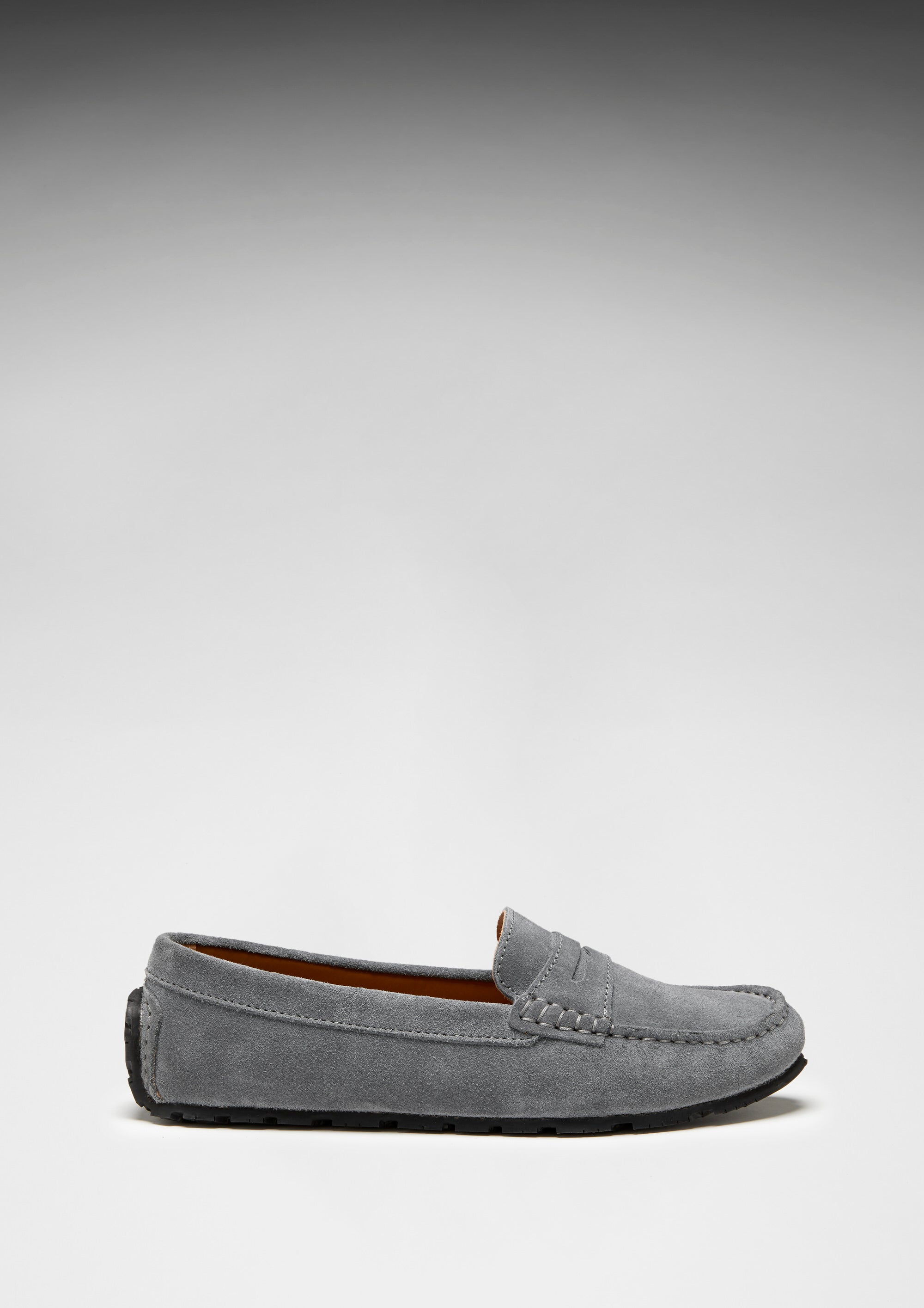 Hugs & Co Womens Tyre Sole Penny Loafers Slate Grey Suede