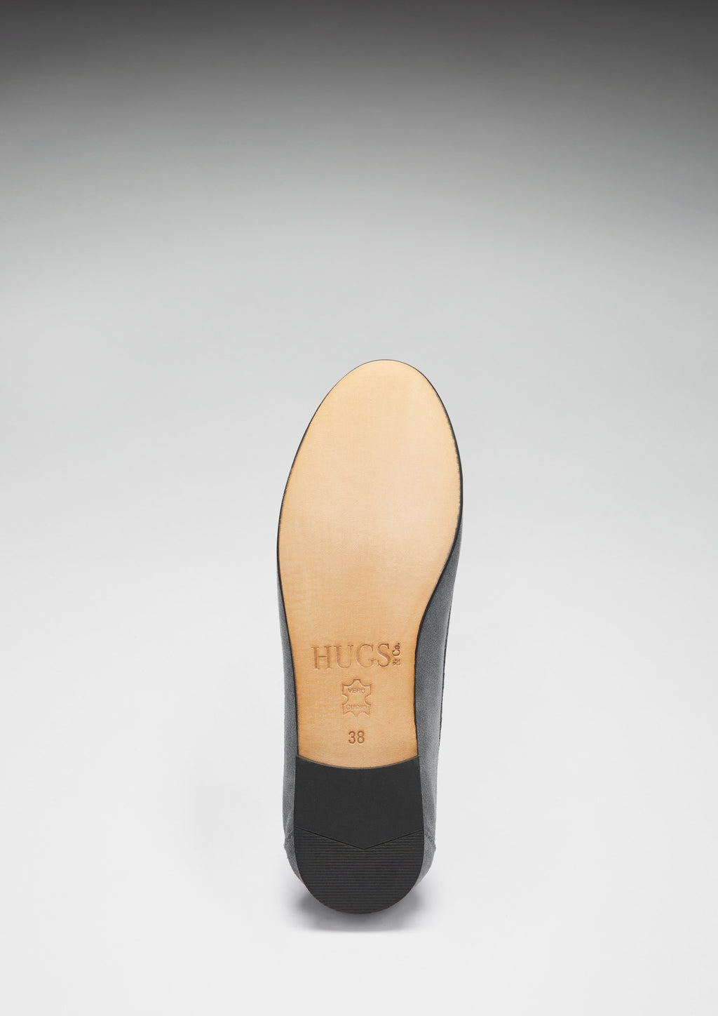 Hugs & Co Womens Penny Loafers Leather Sole Slate Grey Suede