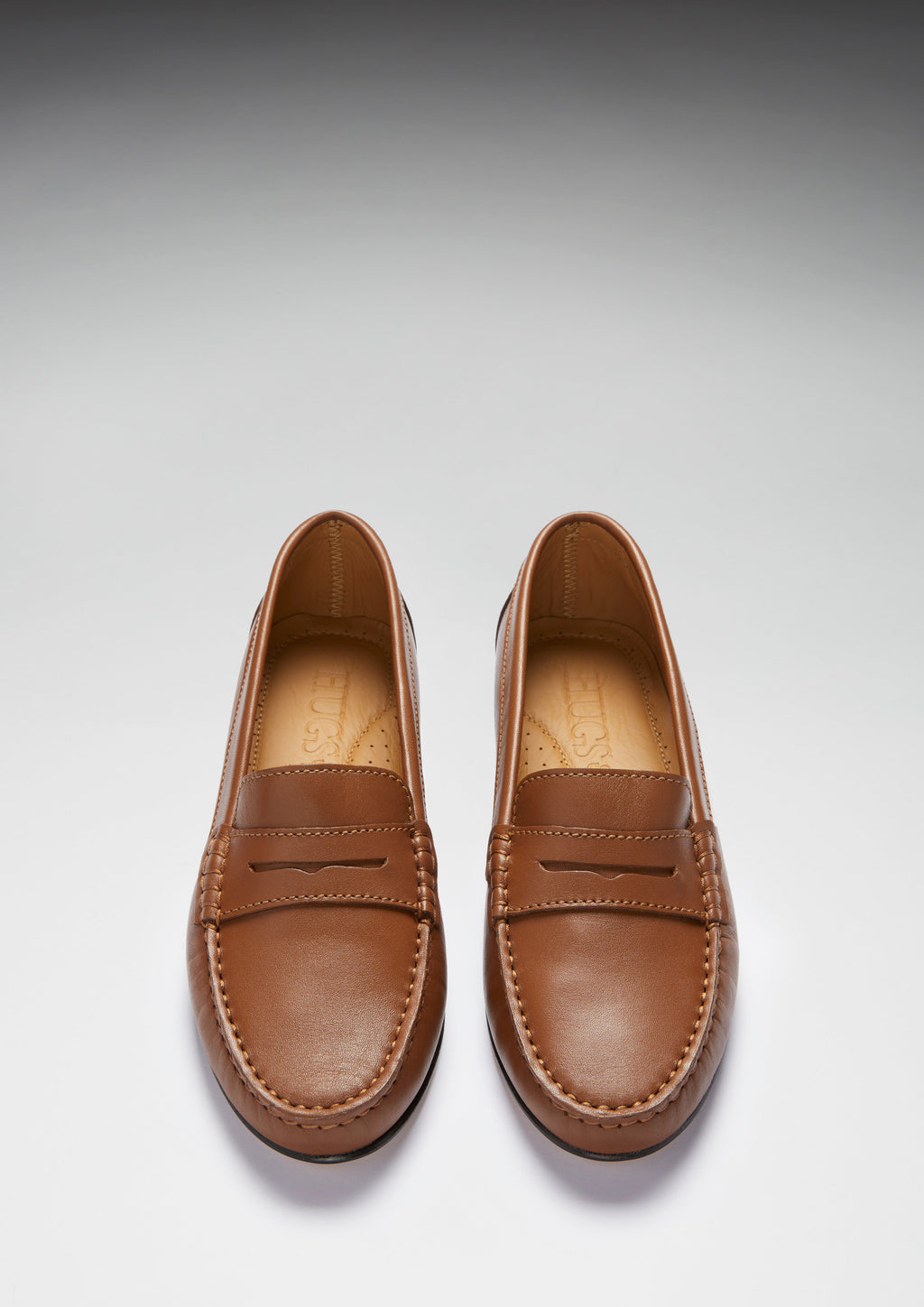 Hugs & Co Womens Penny Loafers Leather Sole Tan Leather