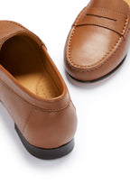 Hugs & Co Womens Penny Loafers Leather Sole Tan Leather
