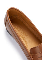 Hugs & Co Womens Penny Loafers Leather Sole Tan Leather