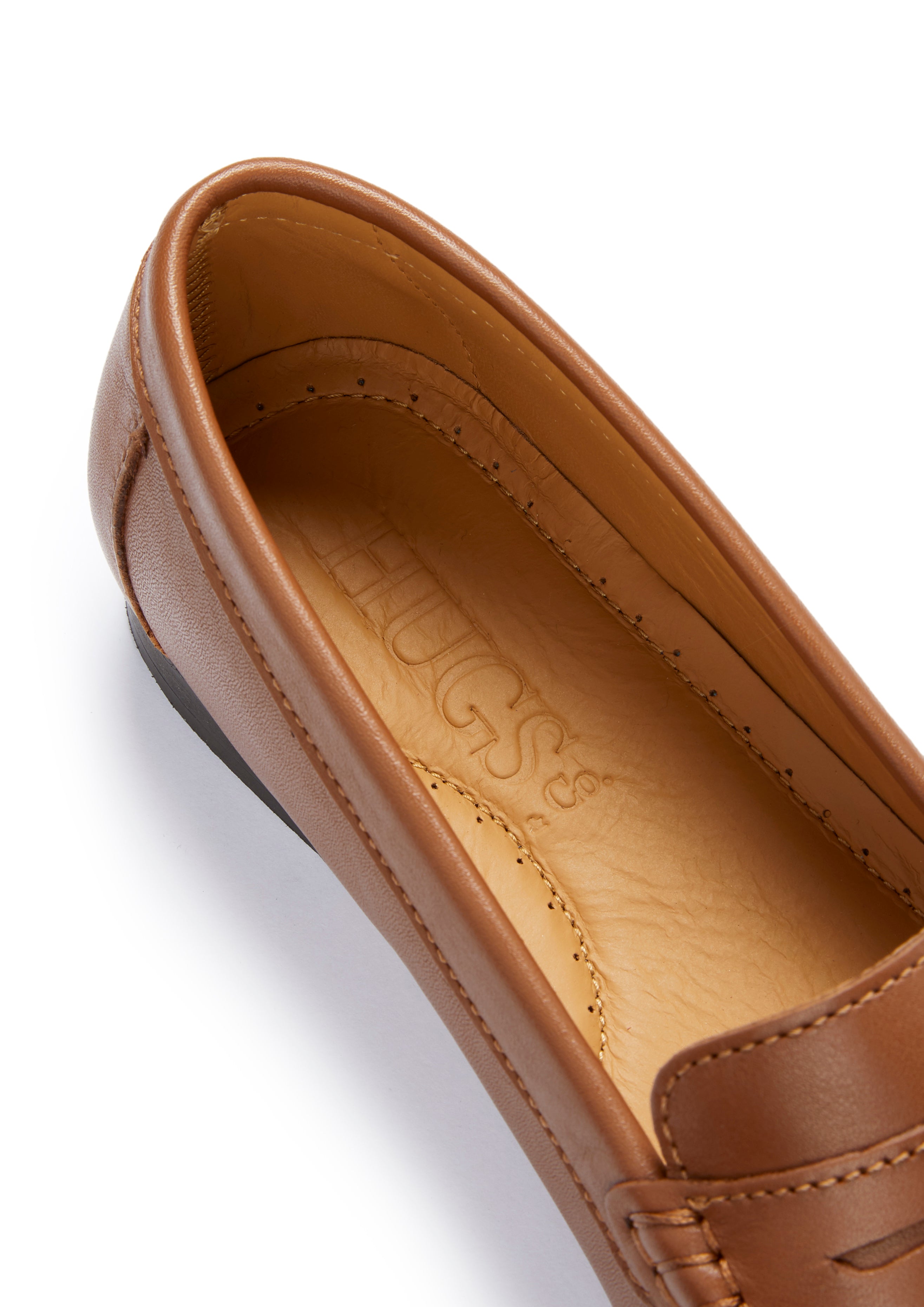 Hugs & Co Womens Penny Loafers Leather Sole Tan Leather