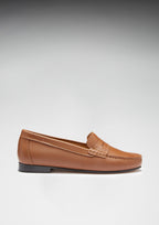 Hugs & Co Womens Penny Loafers Leather Sole Tan Leather