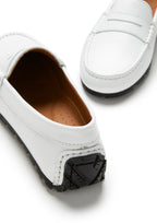 Hugs & Co Womens Tyre Sole Penny Loafers White Leather