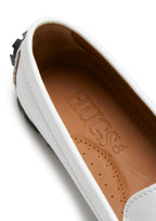 Hugs & Co Womens Tyre Sole Penny Loafers White Leather