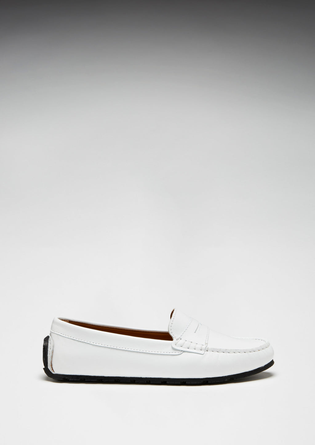Hugs & Co Womens Tyre Sole Penny Loafers White Leather