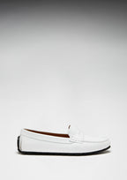 Hugs & Co Womens Tyre Sole Penny Loafers White Leather