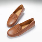 Hugs & Co Womens Penny Driving Loafers Tan Leather
