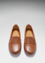 Hugs & Co Womens Penny Driving Loafers Tan Leather