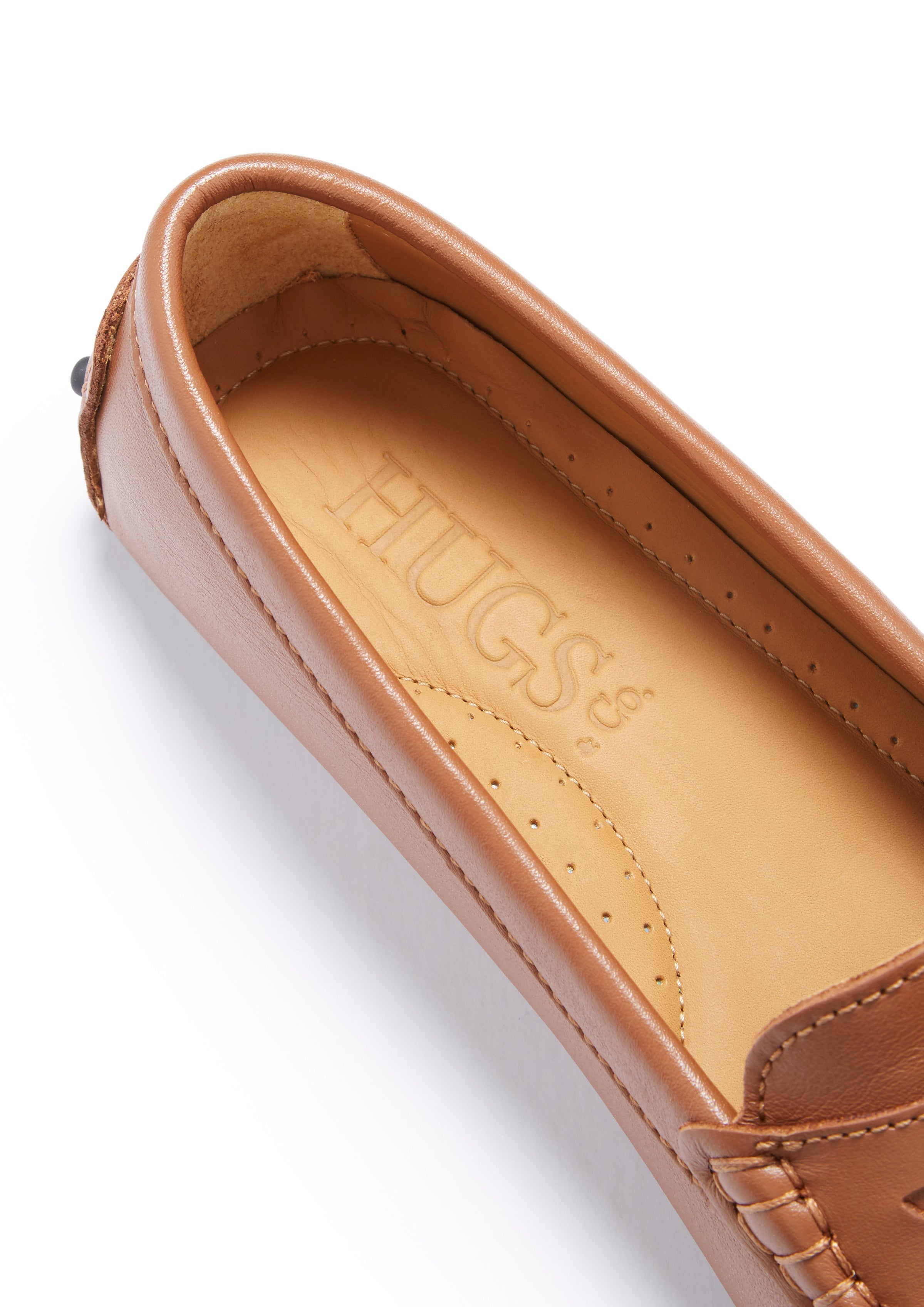 Hugs & Co Womens Penny Driving Loafers Tan Leather