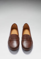 Hugs & Co Womens Penny Driving Loafers Full Rubber Sole Brown Leather
