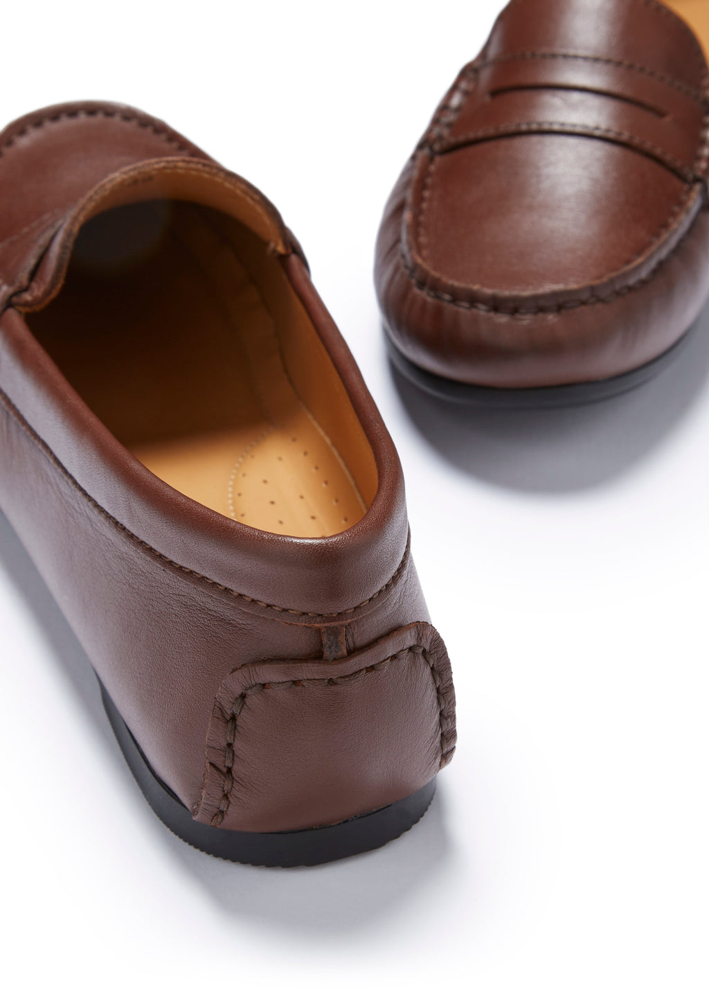 Hugs & Co Womens Penny Driving Loafers Full Rubber Sole Brown Leather