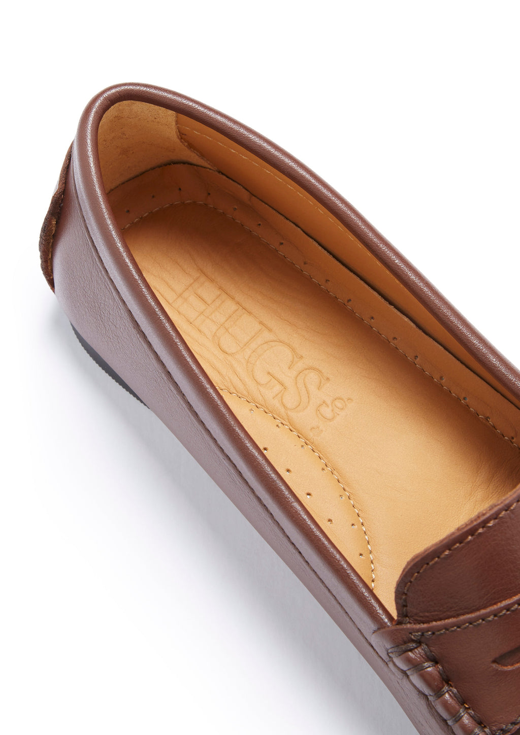 Hugs & Co Womens Penny Driving Loafers Full Rubber Sole Brown Leather
