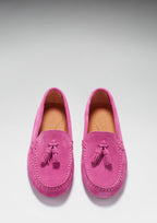 Hugs & Co Womens Tasselled Driving Loafers Pink Suede