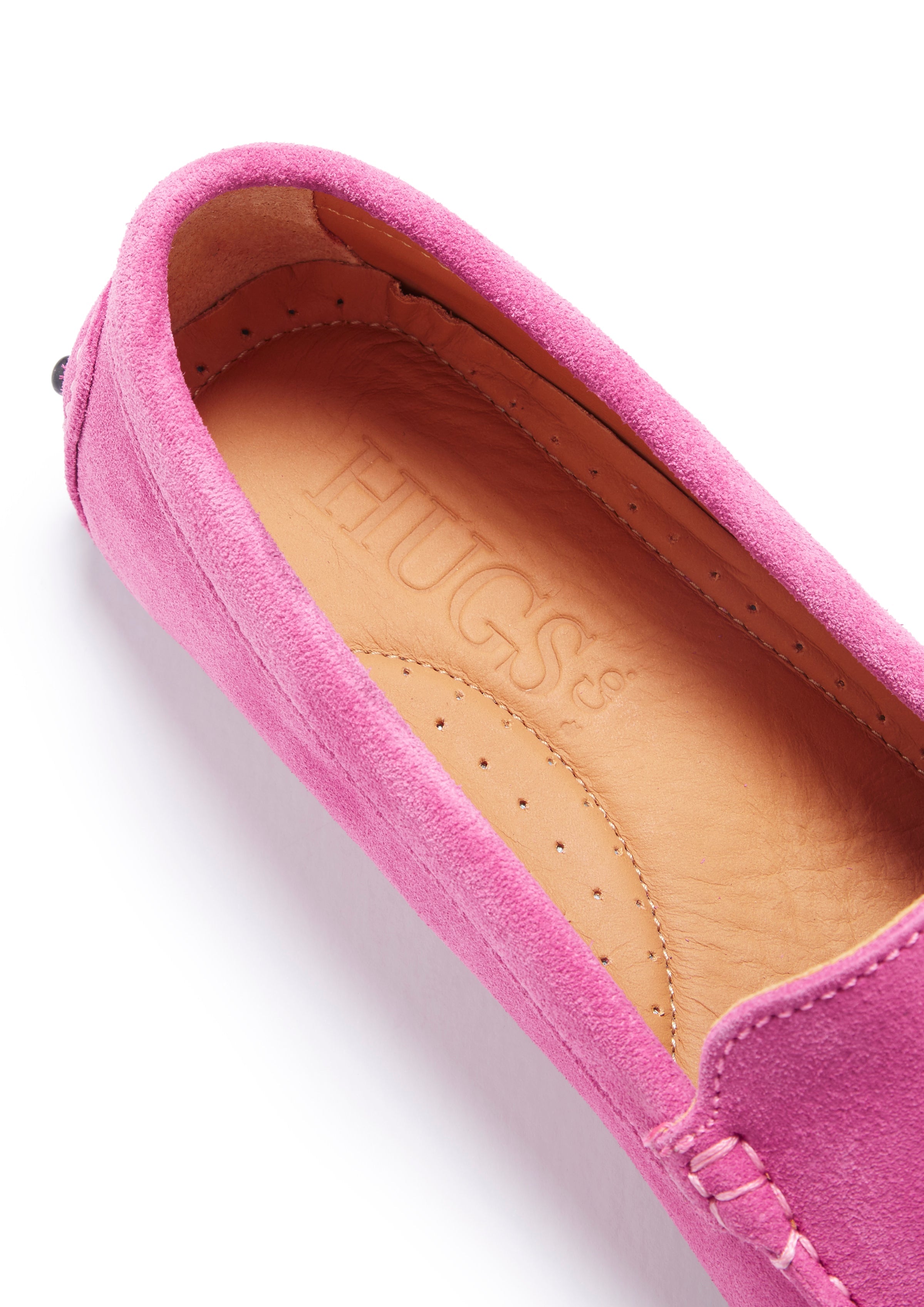 Hugs & Co Womens Tasselled Driving Loafers Pink Suede