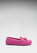 Hugs & Co Womens Tasselled Driving Loafers Pink Suede