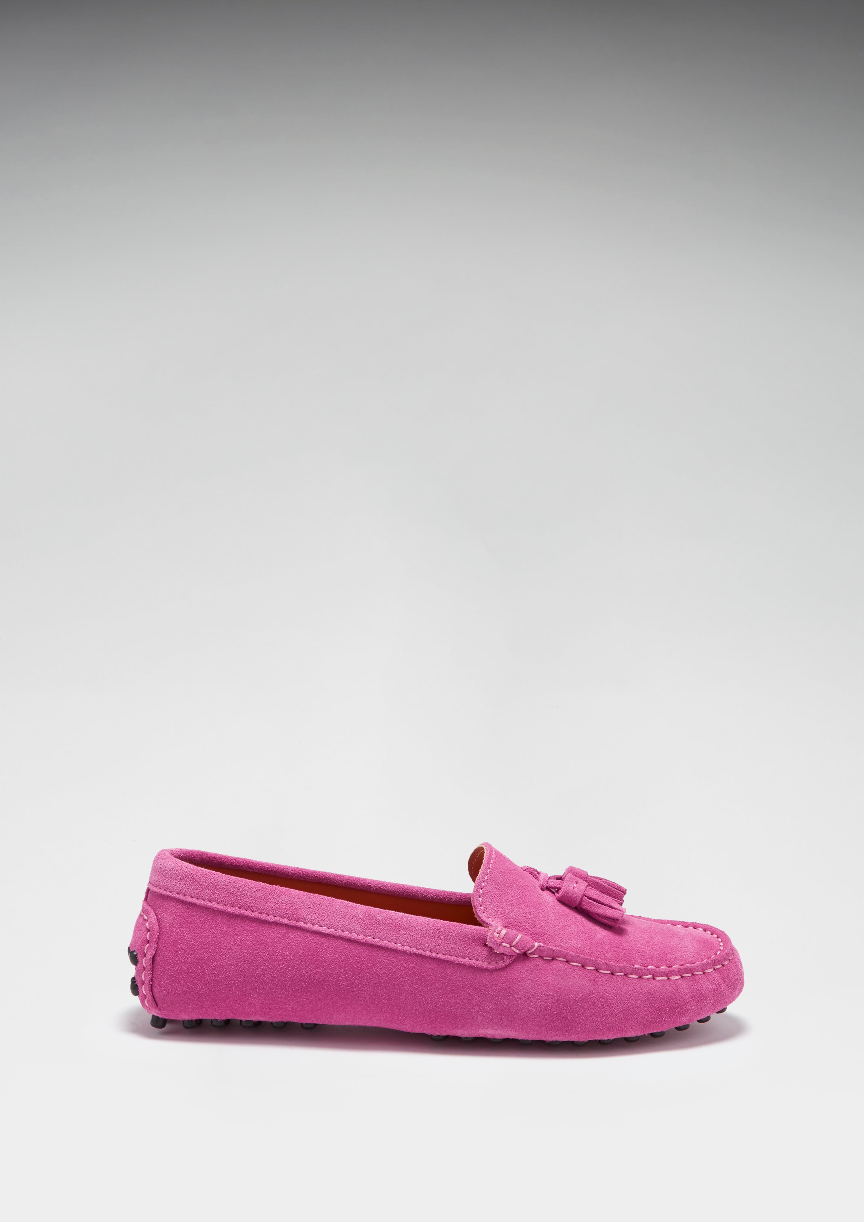 Hugs & Co Womens Tasselled Driving Loafers Pink Suede