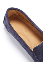 Hugs & Co Womens Tasselled Driving Loafers Full Rubber Sole Navy Blue Suede