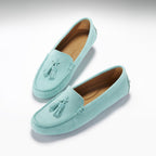 Hugs & Co Womens Tasselled Driving Loafers Aqua Suede