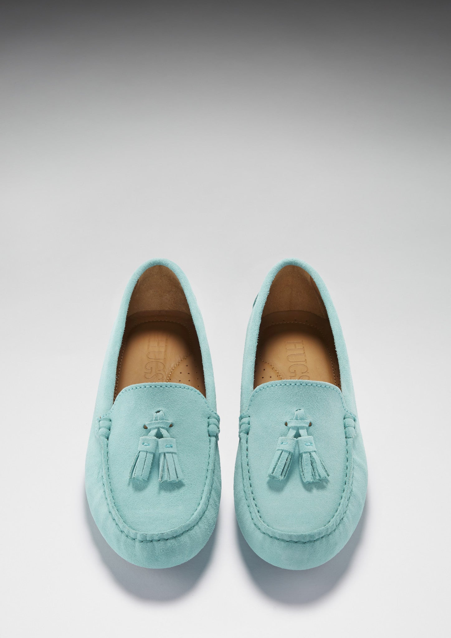 Hugs & Co Womens Tasselled Driving Loafers Aqua Suede