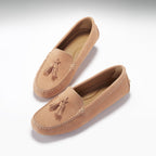 Hugs & Co Womens Tasselled Driving Loafers Peach Suede