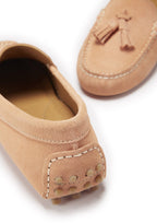 Hugs & Co Womens Tasselled Driving Loafers Peach Suede
