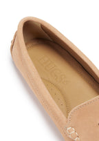 Hugs & Co Womens Tasselled Driving Loafers Peach Suede