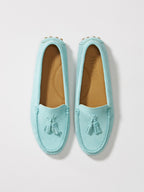Hugs & Co Womens Tasselled Driving Loafers Aqua Suede