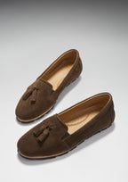Hugs & Co Womens Tasselled Espadrilles Brown Suede