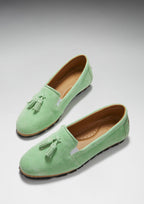 Hugs & Co Womens Tasselled Espadrilles Lagoon Green Suede
