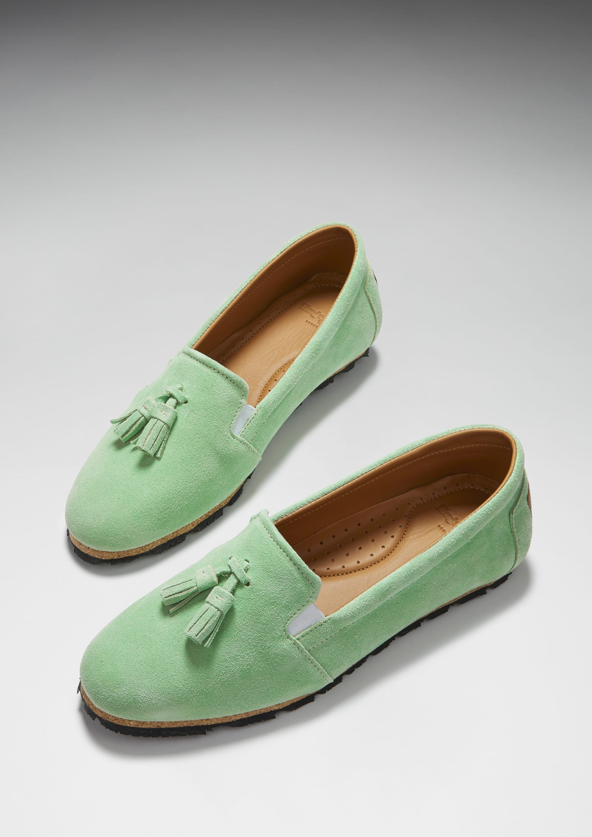 Hugs & Co Womens Tasselled Espadrilles Lagoon Green Suede