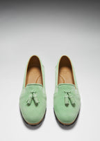 Hugs & Co Womens Tasselled Espadrilles Lagoon Green Suede