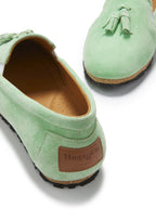 Hugs & Co Womens Tasselled Espadrilles Lagoon Green Suede