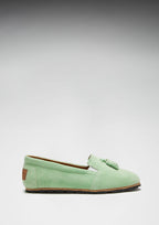 Hugs & Co Womens Tasselled Espadrilles Lagoon Green Suede