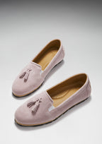 Hugs & Co Womens Tasselled Espadrilles Powder Pink Suede