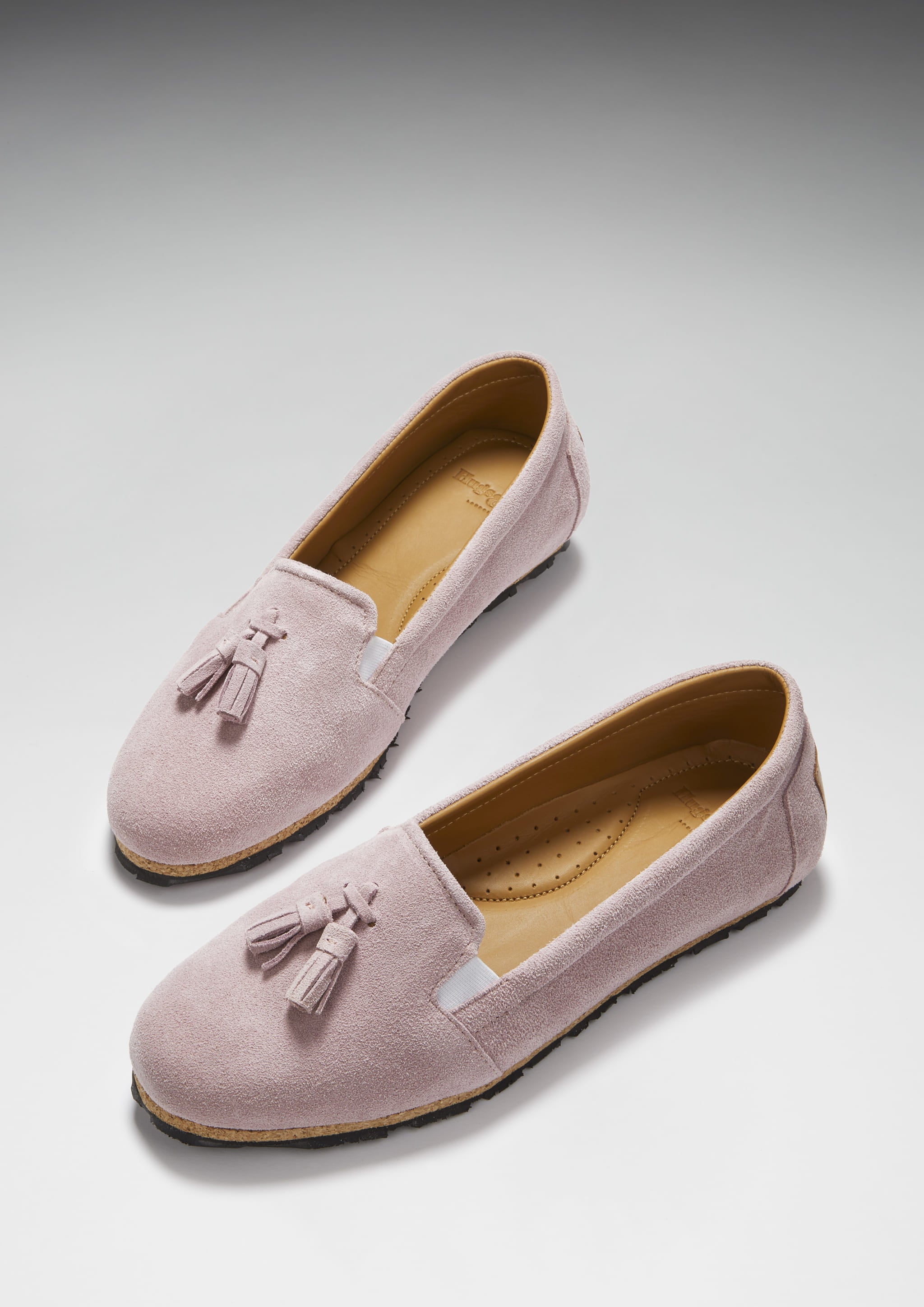 Hugs & Co Womens Tasselled Espadrilles Powder Pink Suede