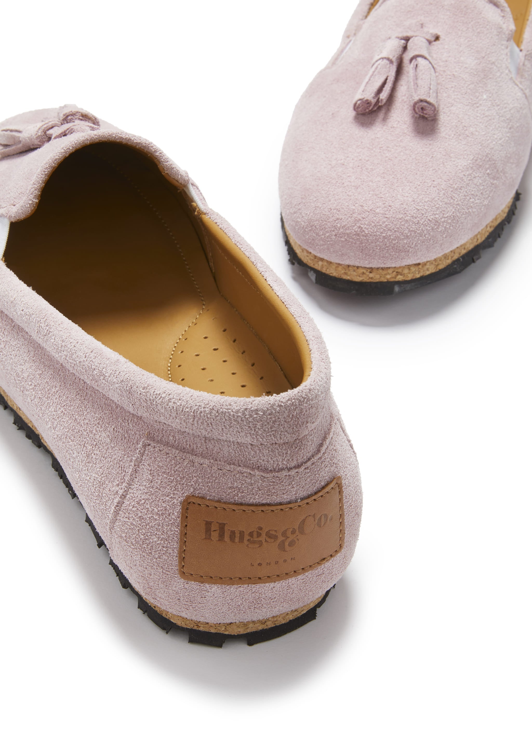 Hugs & Co Womens Tasselled Espadrilles Powder Pink Suede
