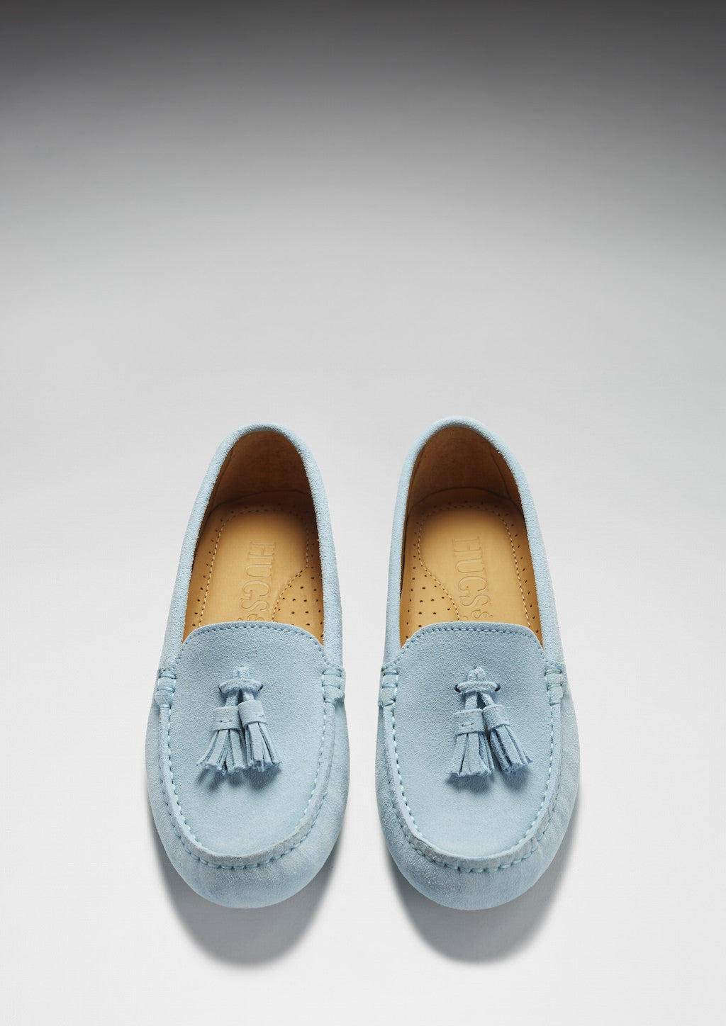 Hugs & Co Womens Tasselled Driving Loafers Sky Blue Suede