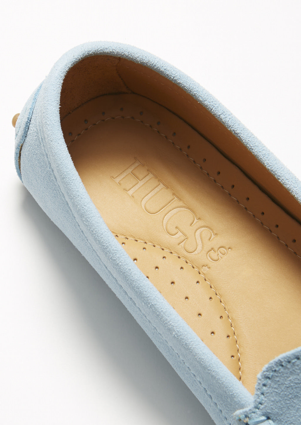 Hugs & Co Womens Tasselled Driving Loafers Sky Blue Suede
