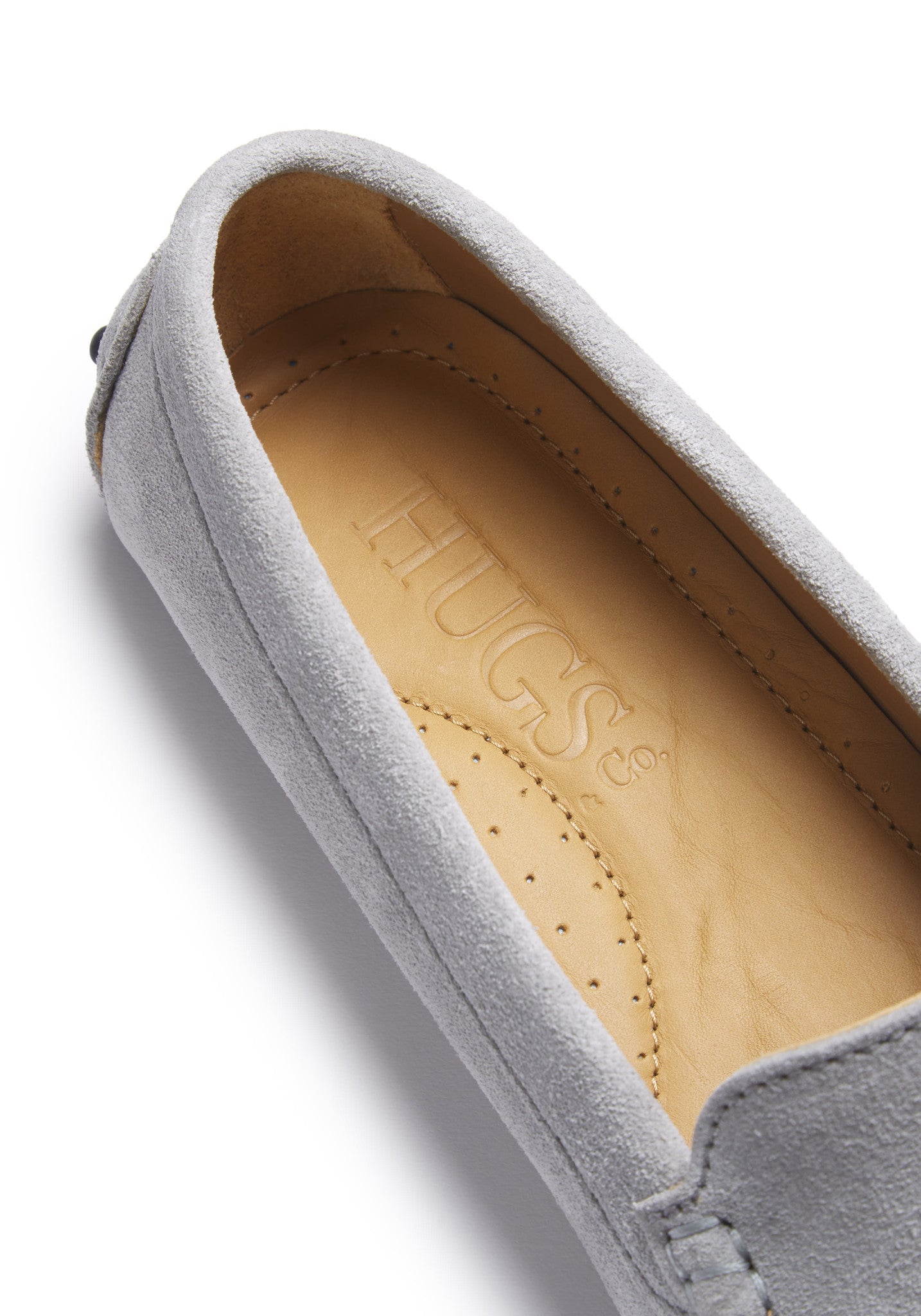 Hugs & Co Womens Tasselled Driving Loafers Dove Grey Suede
