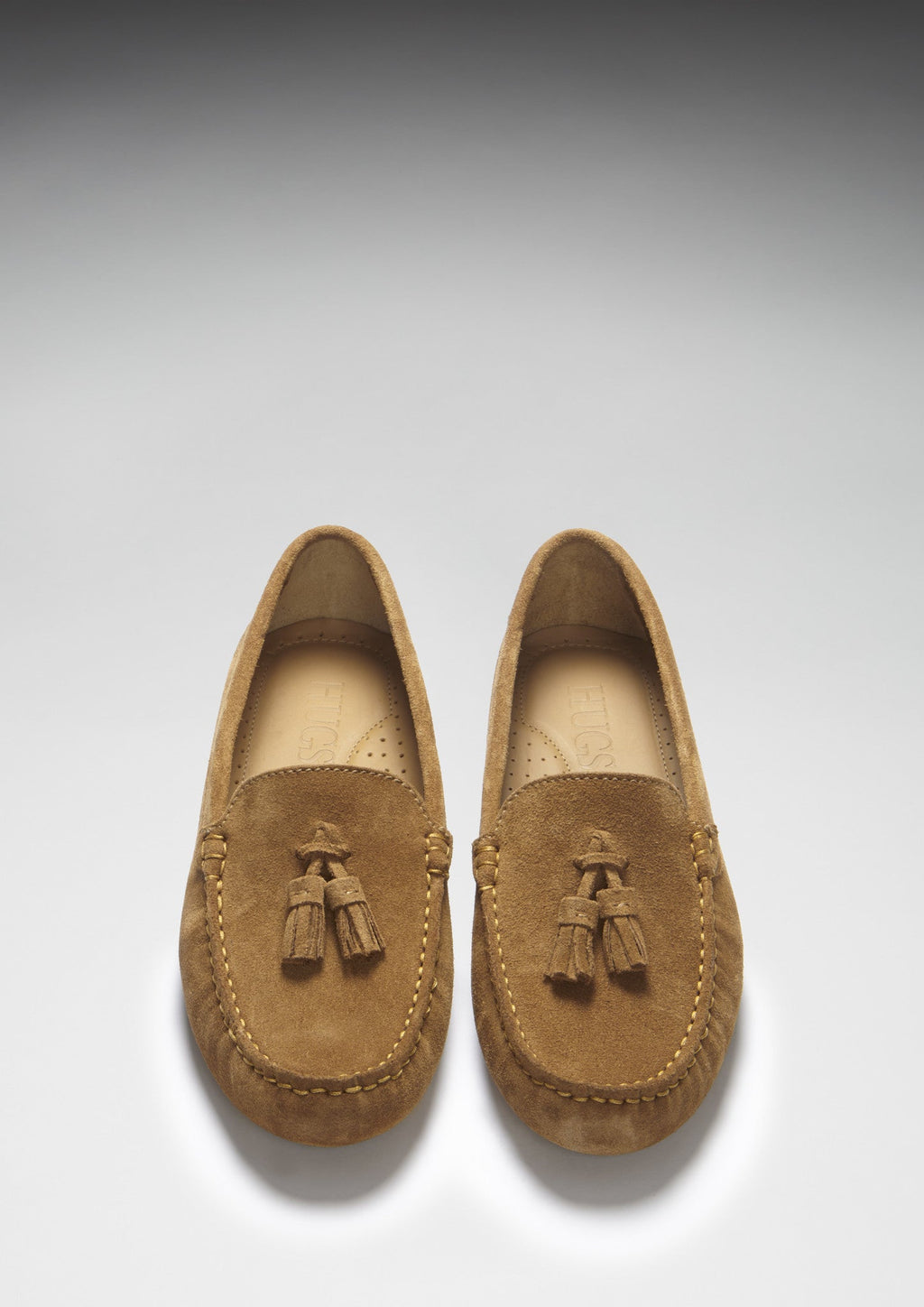 Hugs & Co Womens Tasselled Driving Loafers Tobacco Suede