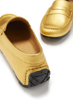 Hugs & Co Womens Tyre Sole Penny Loafers Yellow Gold Leather