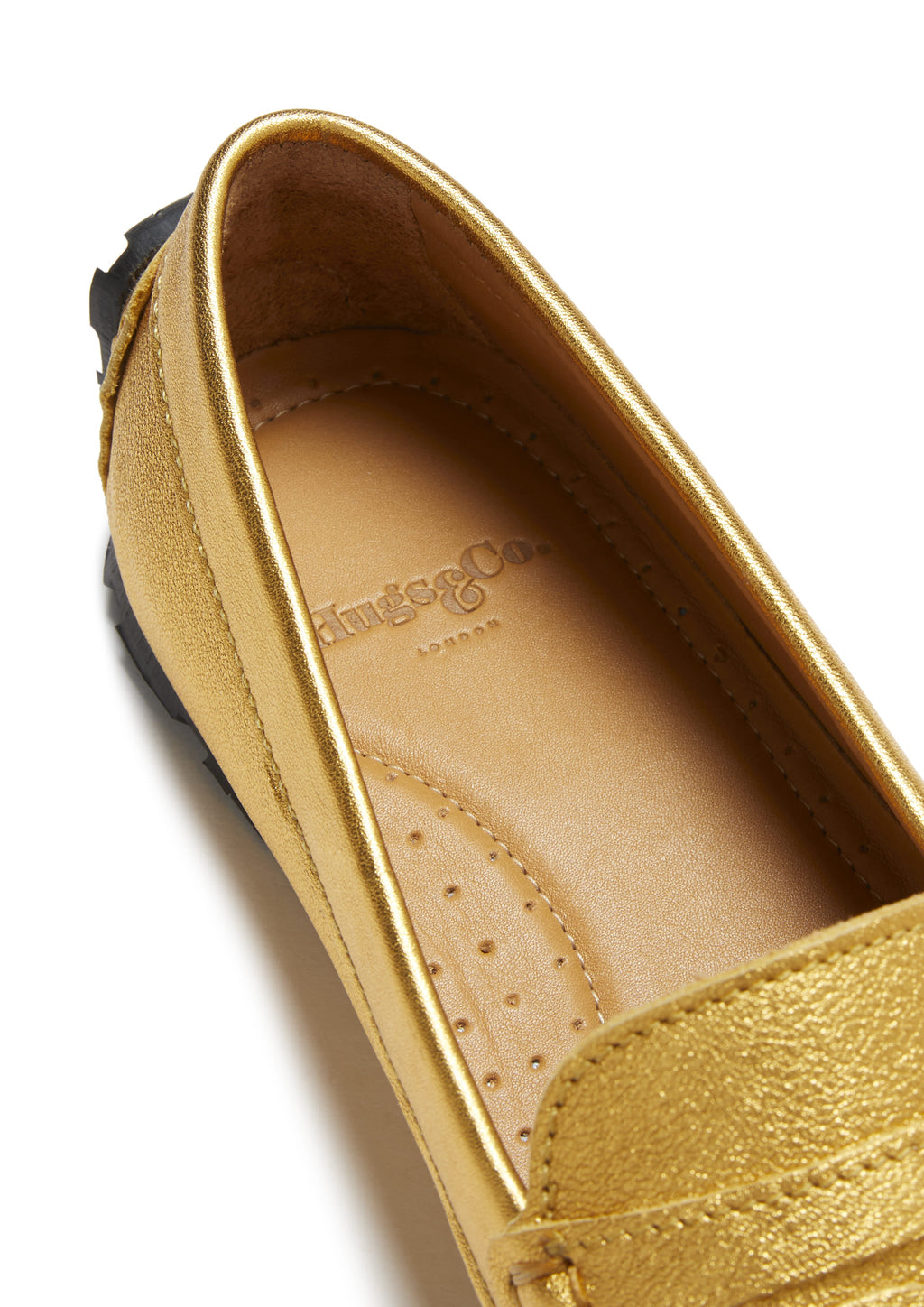 Hugs & Co Womens Tyre Sole Penny Loafers Yellow Gold Leather