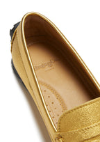 Hugs & Co Womens Tyre Sole Penny Loafers Yellow Gold Leather