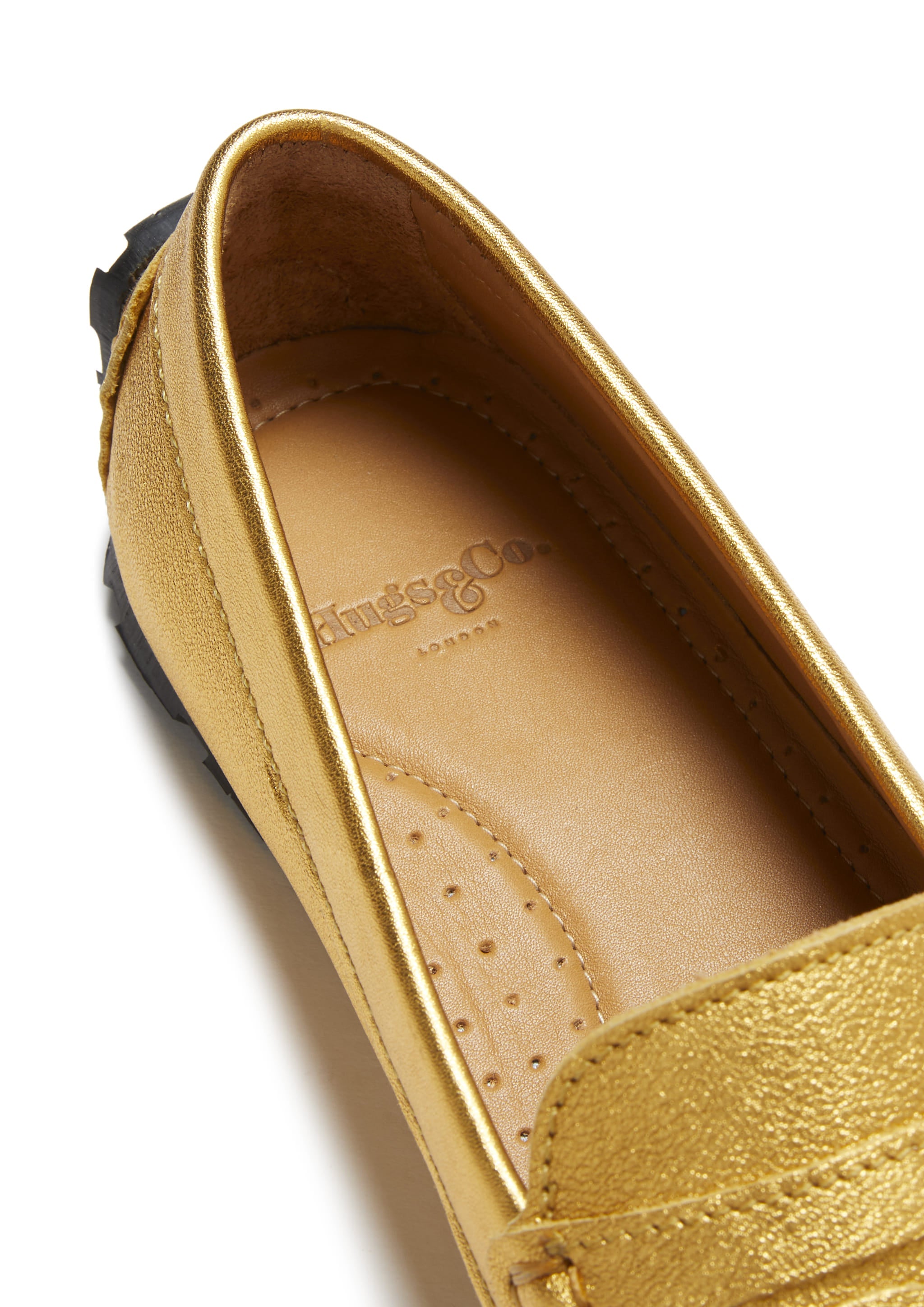 Hugs & Co Womens Tyre Sole Penny Loafers Yellow Gold Leather
