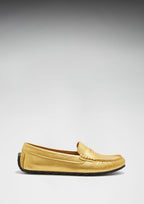 Hugs & Co Womens Tyre Sole Penny Loafers Yellow Gold Leather