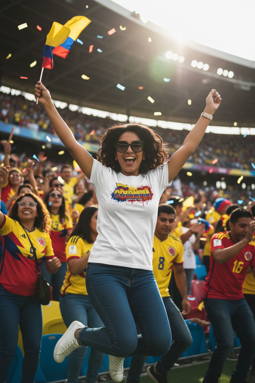 Colombia World Cup 2026 T-Shirt - Bold Graffiti Flag Design by StayClothed.com