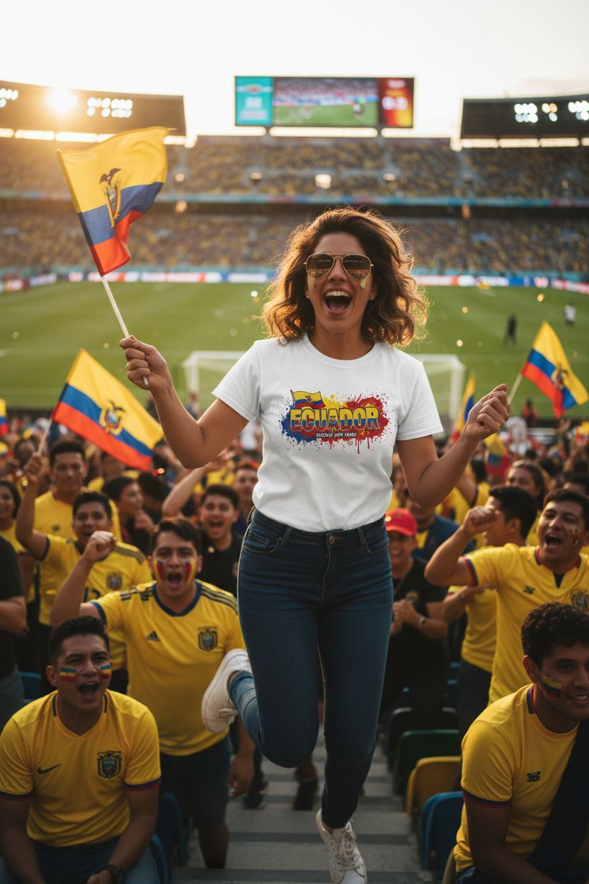 Ecuador World Cup 2026 T-Shirt - Bold Graffiti Flag Design by StayClothed.com