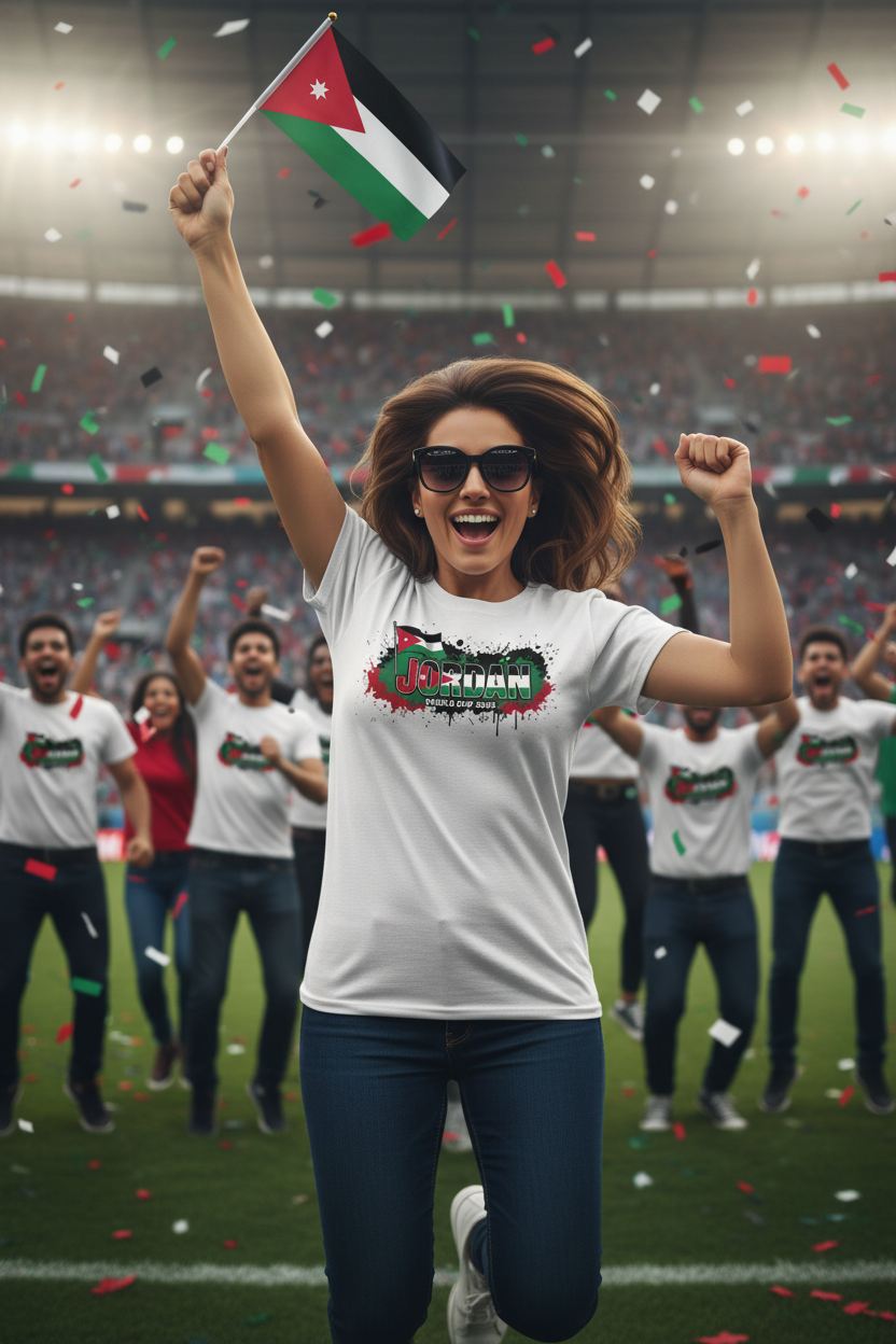 Jordan World Cup 2026 T-Shirt - Bold Graffiti Flag Design by StayClothed.com