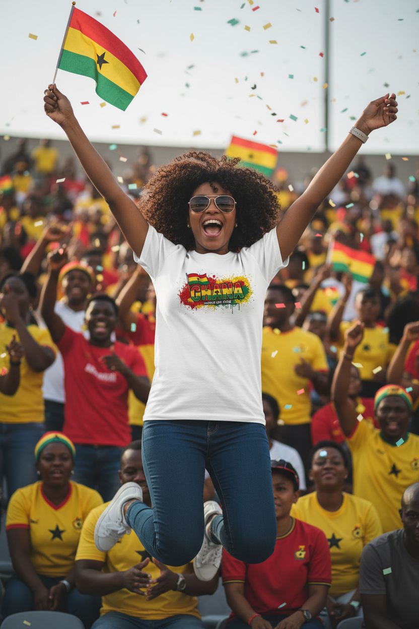 Ghana World Cup 2026 T-Shirt - Bold Graffiti Flag Design by StayClothed.com
